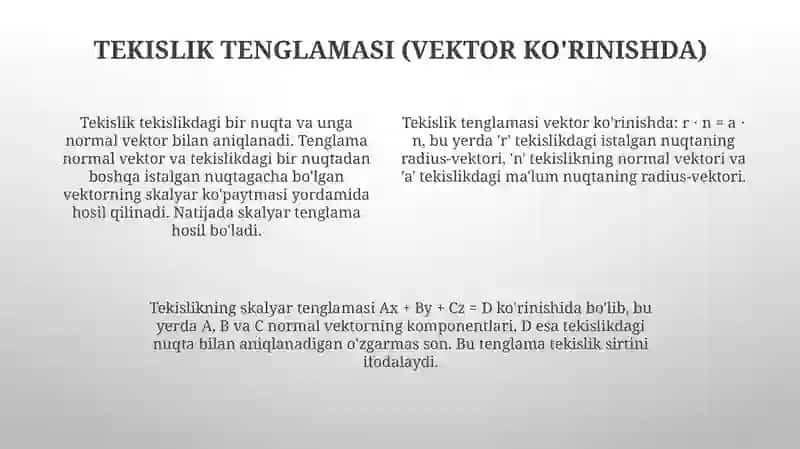 Tekislik tenglamalari 4