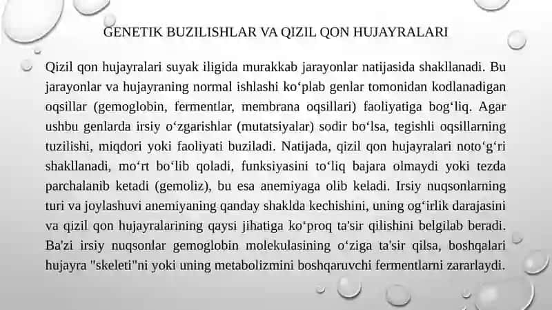 Anemiya va Irsiy Nuqsonlarning Anemiya Rivojlanishiga Ta'siri. 4