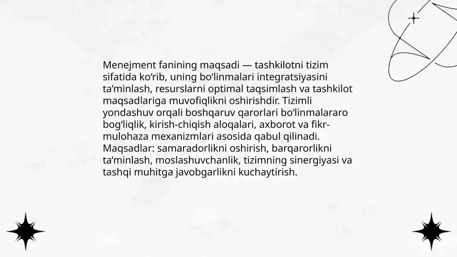 Menejment fanining predmeti maqsadi va vazifalari 4