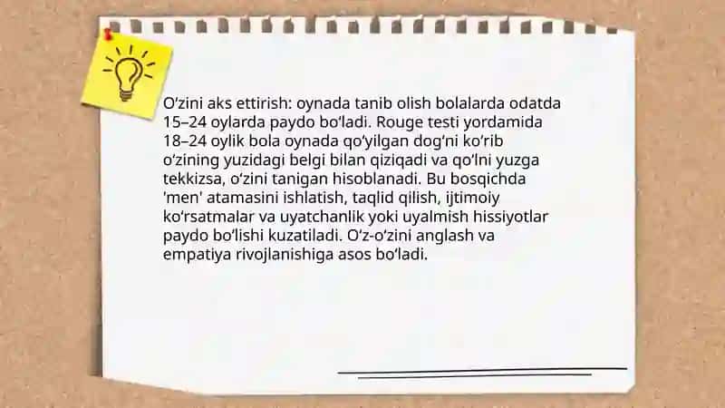 Ilk bolalik davrida oʻz-oʻzini anglash 4