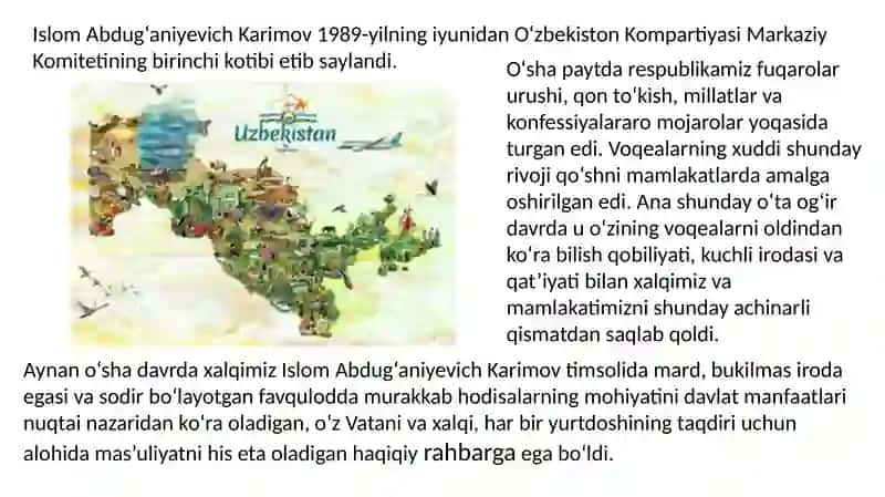 Islom Abdug'aniyevich Karimovning O'zbekiston Respublikasi Prezidenti Etib Saylanishi 4