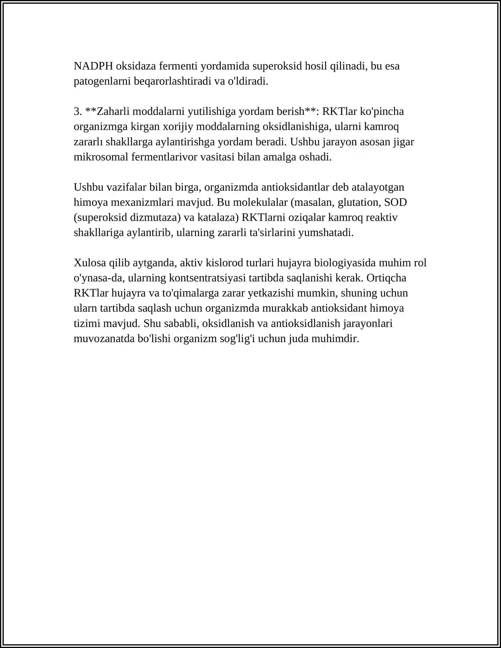 Aktiv kislorodning biologik funksiyalari 4