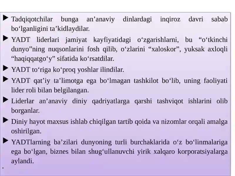 Yangi Diniy Ta'limotlar va Sektalar 4