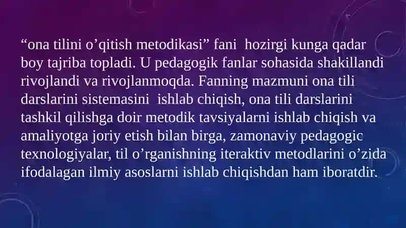 Ona tilini o’qitish metodikasi 4
