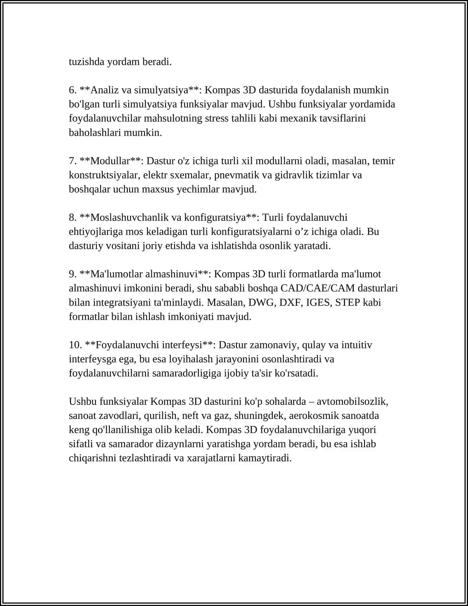 LOYIHALASHTIRISHDA FOYDALANILADIGAN CHIZISHNI BAJARADIGAN AMALIY DASTURLAR.(KOMPAS 3D DASTURI MISOLIDA) 4