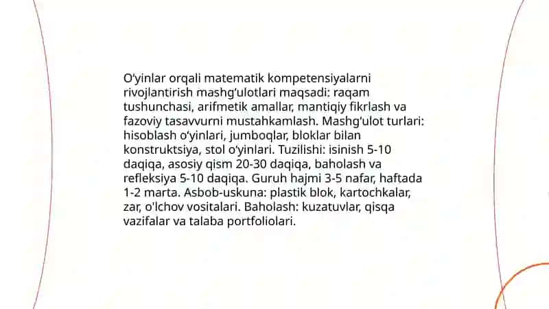 Boshlangʻich sinf matematikadan darsdan tashqari mashg'ulotlarni tashkil etish 4
