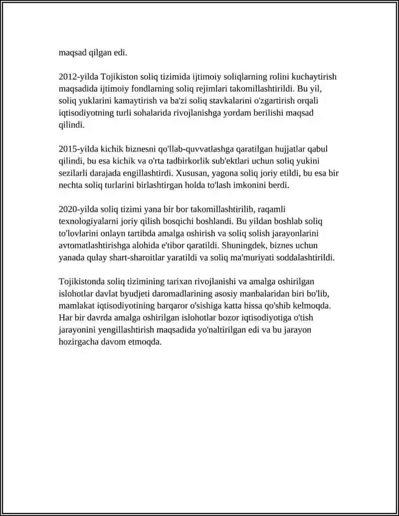 Tojikiston Davlat Soliq Tizimi Referat 4