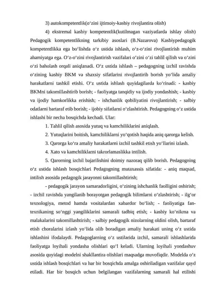 Pedagogik mahorat. Pedagogik kompetentiik va kreativlik 4