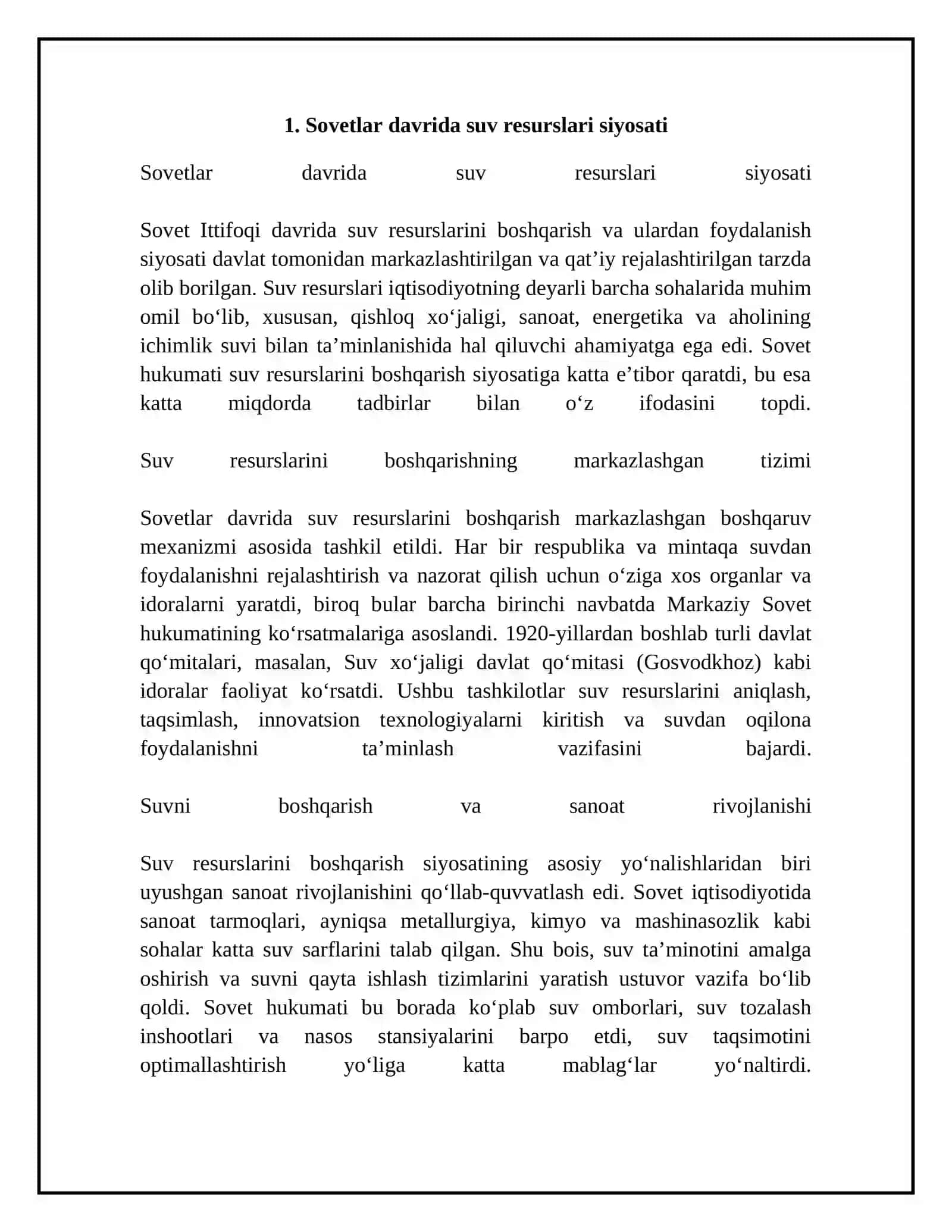 Sovetlar tuzumi davrida suv va yerga boʻlgan munosabat 4