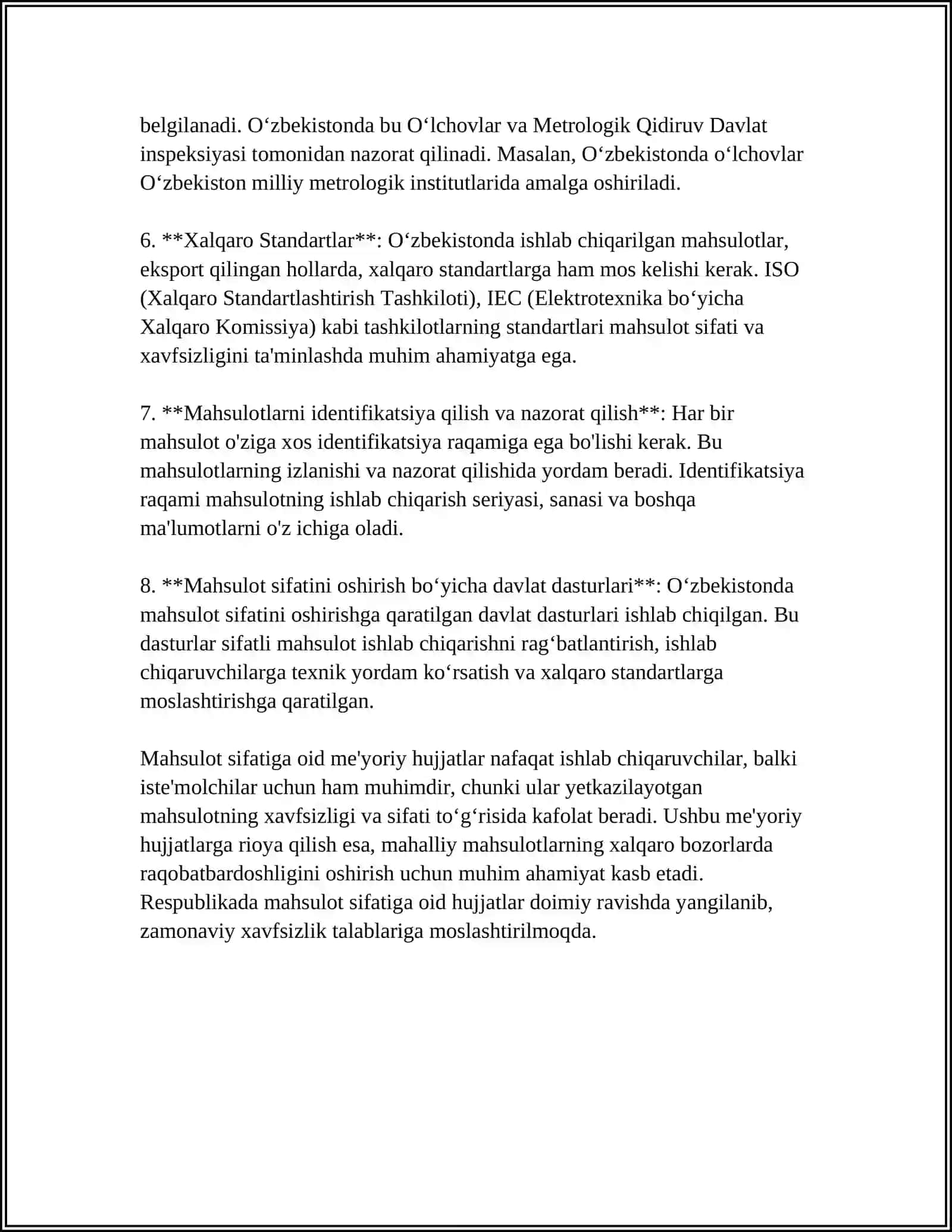 MUSTAQIL ISH Mavzu: MAHSULOT SIFATI SERTIFIKATSIYASNI TASHKIL ETISH 4