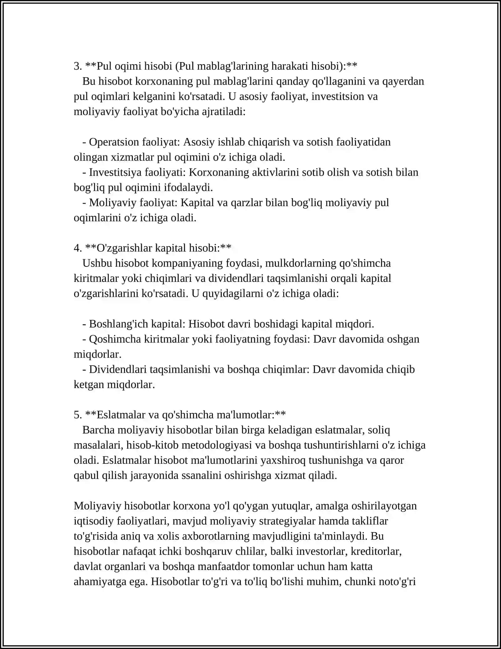 MOLIYAVIY XISOBOTLAR VA PUL OQIMLARI XAQIDA TUSHUNCHA 4