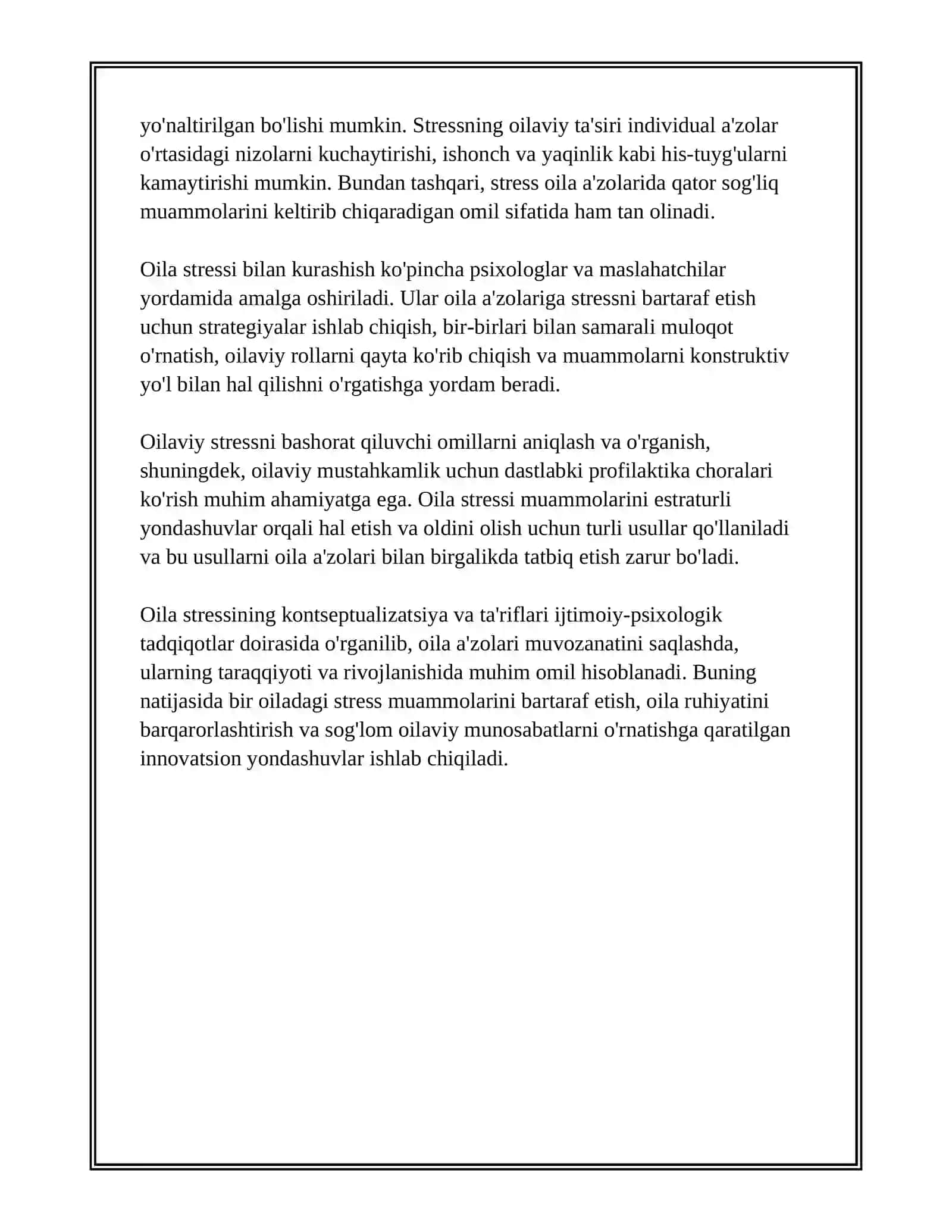OILA STRESS PSIXODIAGNOSTIKASI 4