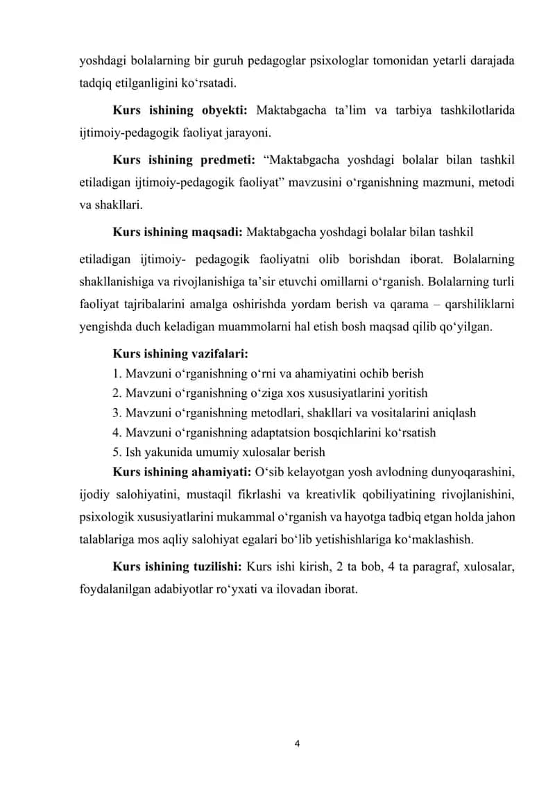 MAKTABGACHA YOSHDAGI BOLALAR BILAN TASHKIL ETILADIGAN IJTIMOIY-PEDAGOGIK FAOLIYAT 4