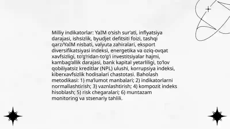 Oʻzbekistonda iqtisodiy xavfsizlik va uning koʻrsatkichlari 4