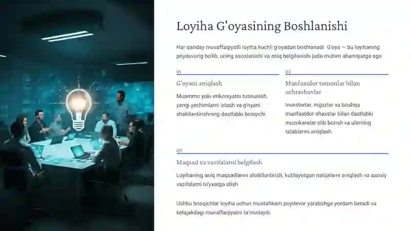 Loyihag‘oyasining yaratilishi va unirejalashtirishi 4