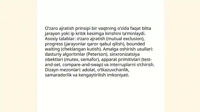 Kritik kesim va sinxronizatsiya 4