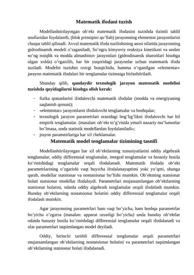 Nеft-gаz kimyo tехnоlоgiya tizimlаrini mаtеmаtik mоdеllаshtirish 4