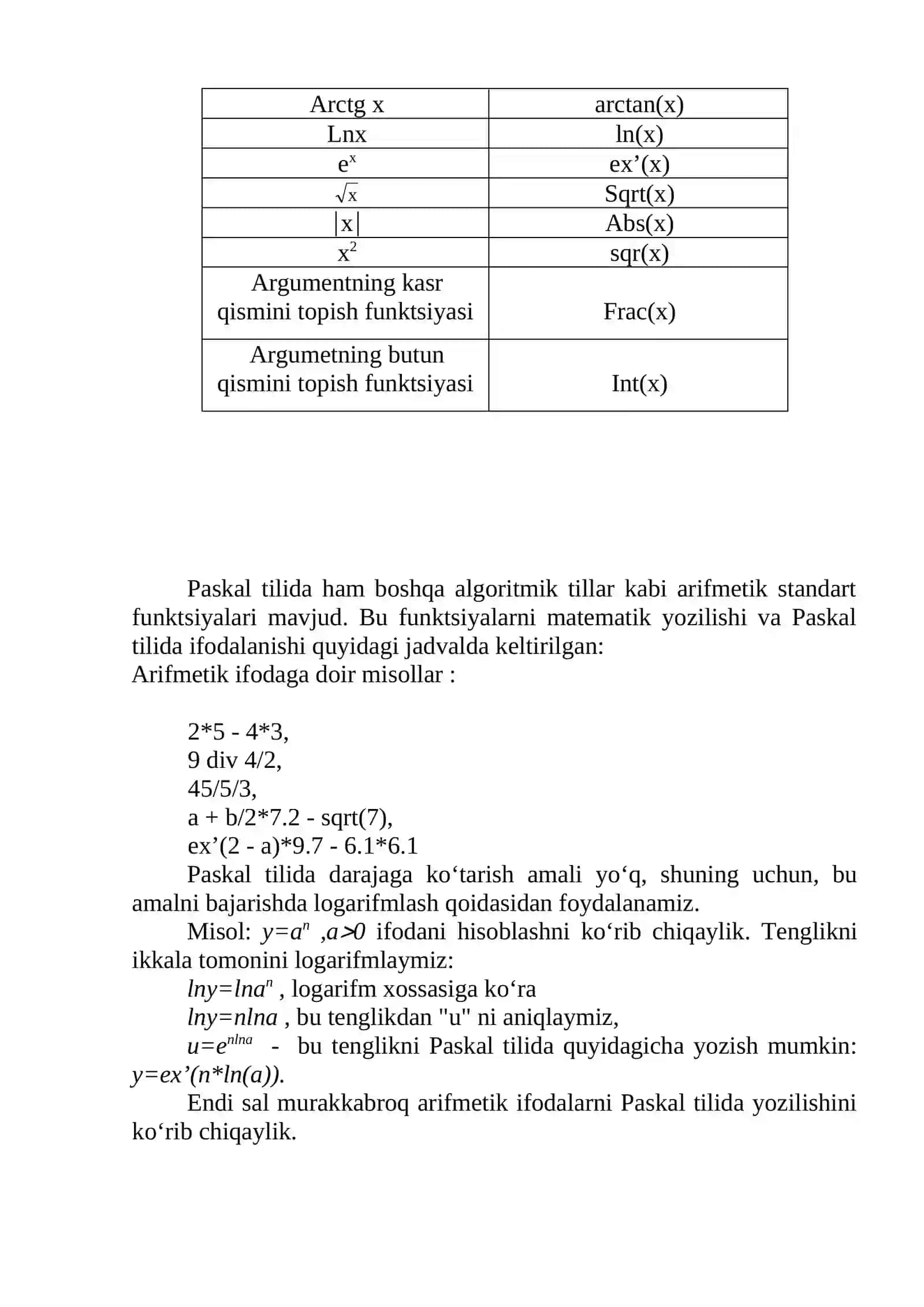 PASKAL TILINING OPERATORLARI 4