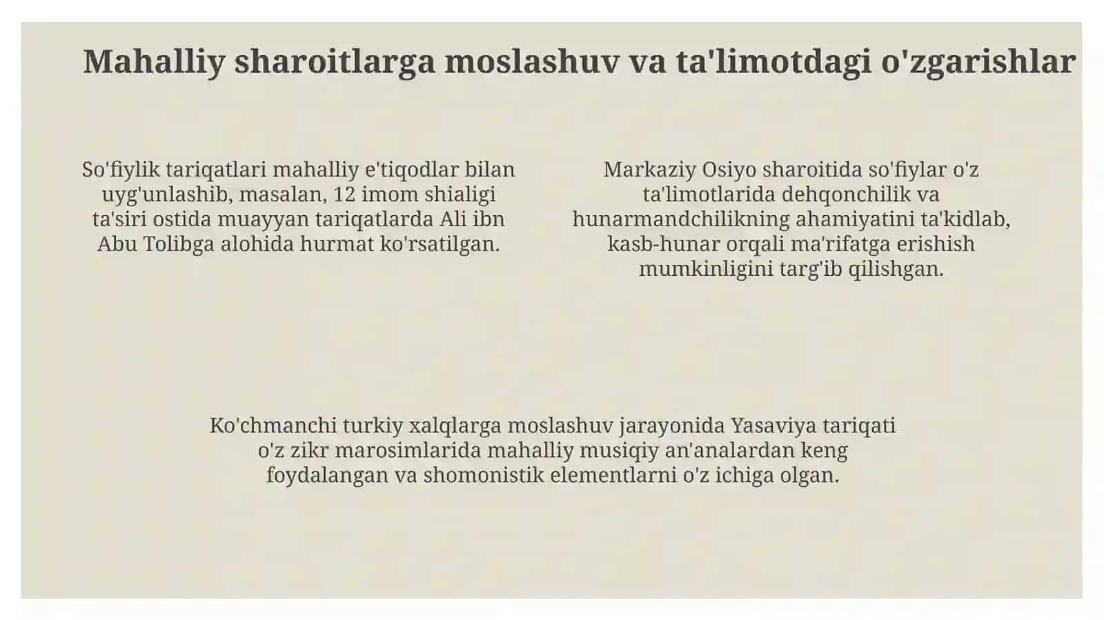 Markaziy Osiyoda Tariqatlarning shakllanishi 4