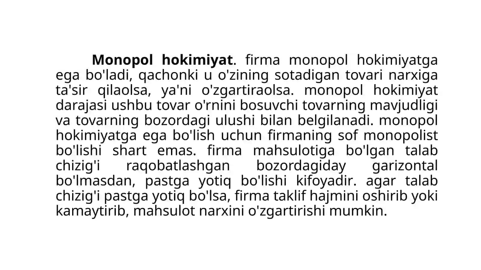 Raqobat va yakka hokimlik 4