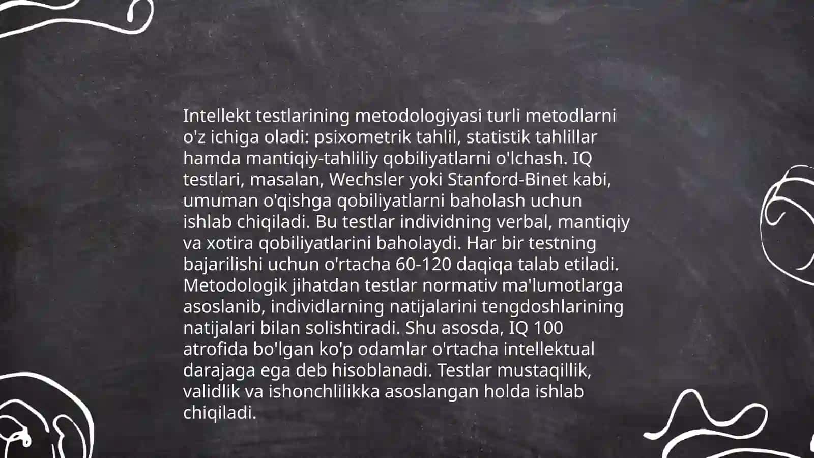 Intellekt testlarining qo'llanishi biln bog'liq muammolar xulosa va foydalangan adabiyotlar 4