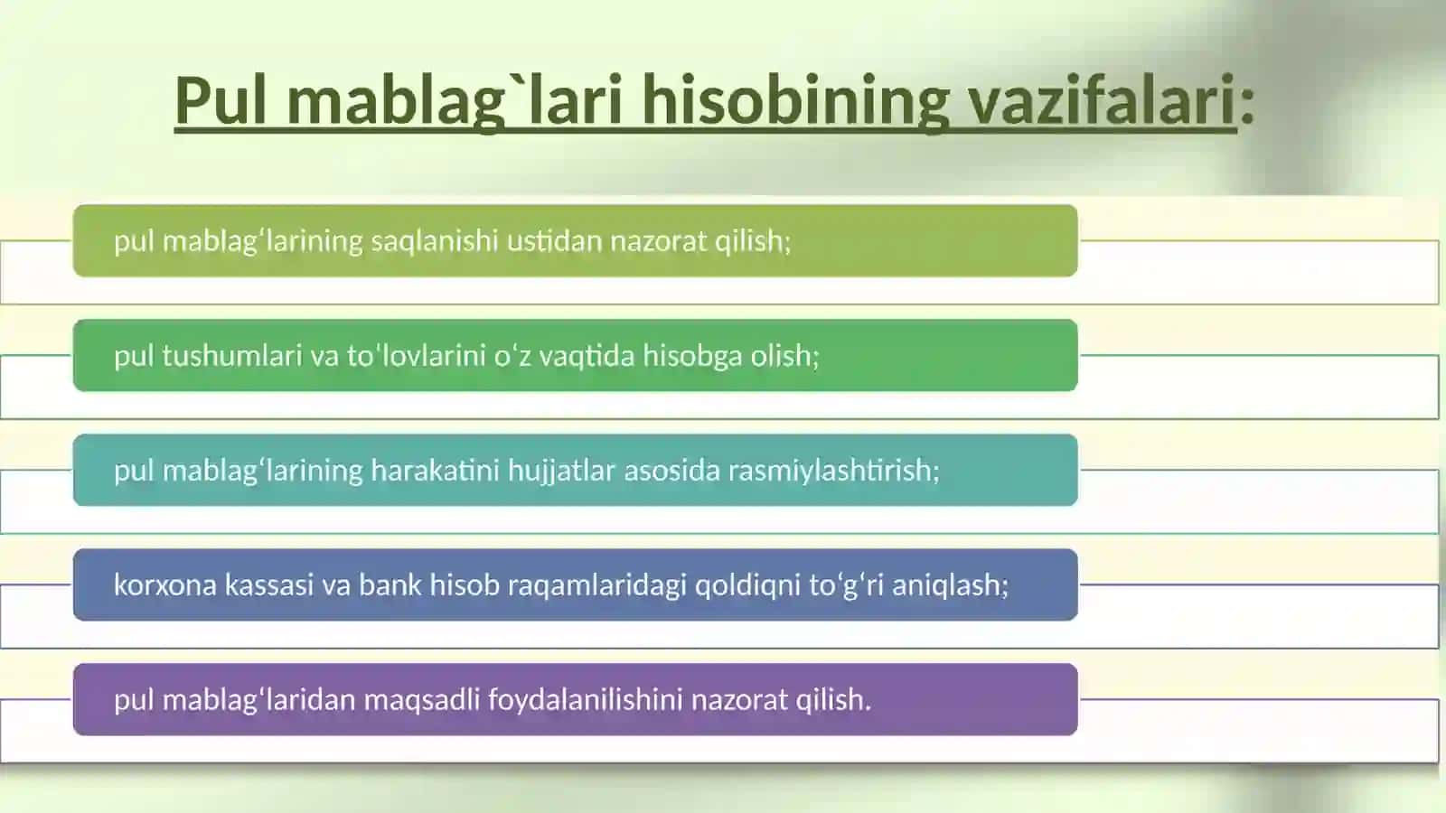 PUL MABLAG‘LARI VA VALYUTA OPERATSIYALARI HISOBI 4