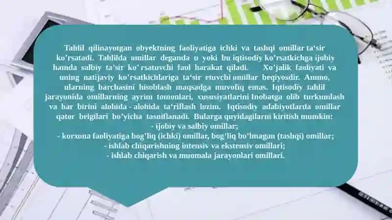 Iqtisodiy tahlilning metodi va unda qo’llaniladigan an’anaviy usullar 4