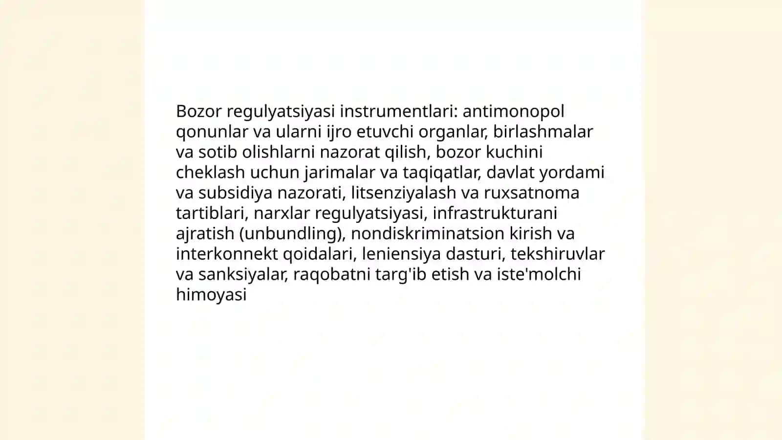 MONOPOLIYAGA QARSHI IQTISODIY SIYOSAT VA RAQOBATNI RIVOJLANTIRISH 4