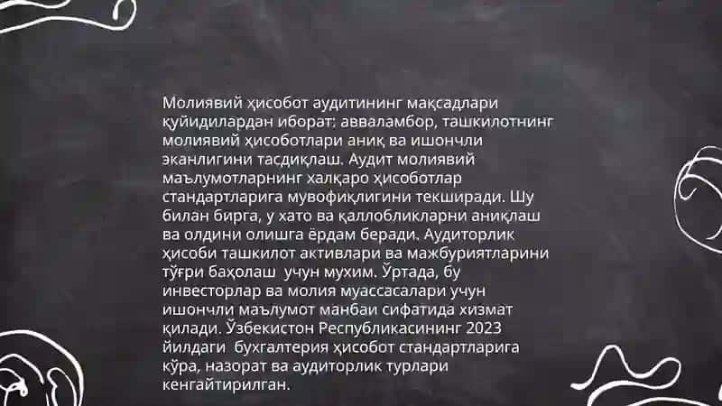 Молявий хисобот аудитининг ташкил этиш боскичлари 4