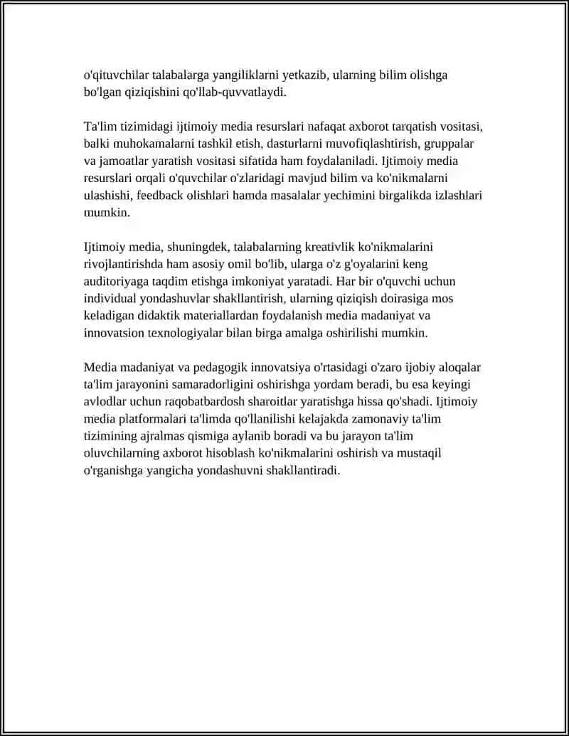 MEDIA MADANIYAT VA INNOVATSION PEDAGOGIK TEXNOLOGIYALAR 4