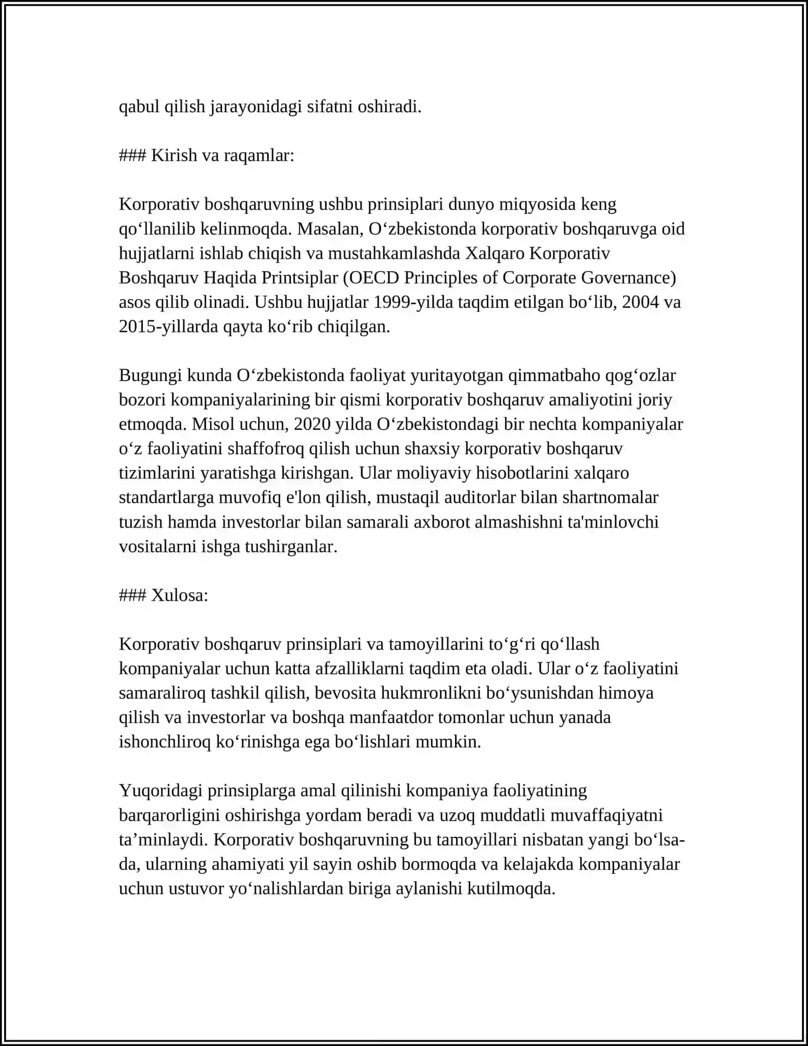 BANK TIZIMINI RIVOJLANTIRISHDA KORPARATIV BOSHQARUVINI QO‘LLASHNING MOHIYATI 4