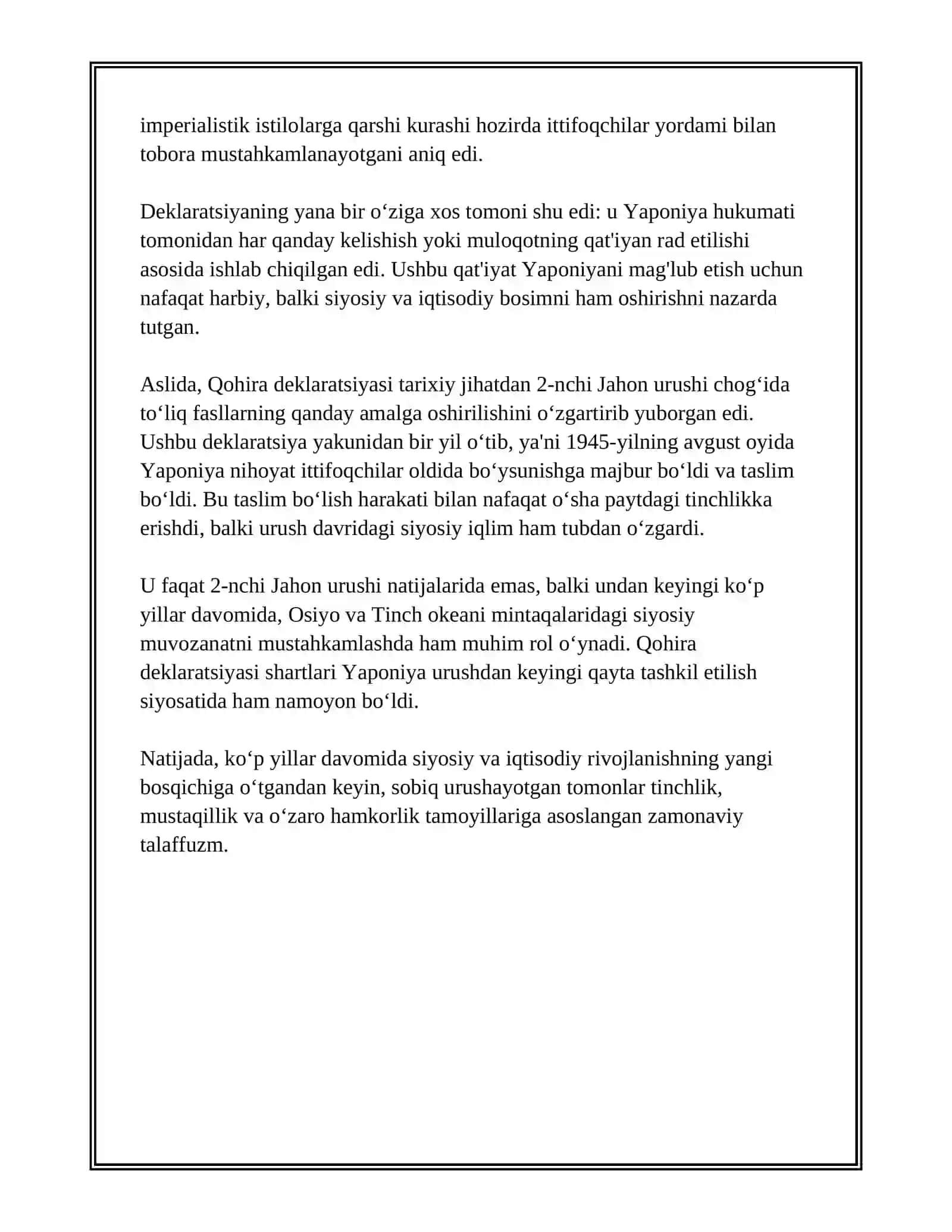 QOHIRA DEKLARATSIYASI TARIXI VA MAZMUNI BORASIDA TAHLILIY MAQOLA 4
