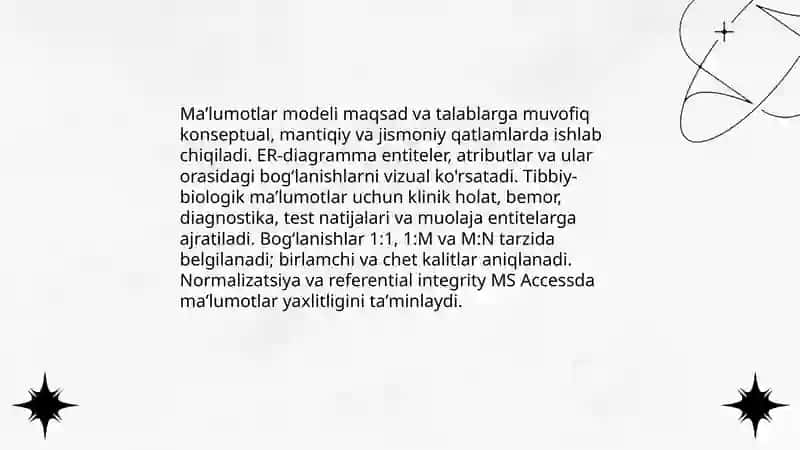 MS Access dasturida tibbiy-biologik axborotlarni saqlash uchun maʼlumotlar bazasini rejalashtirish va yaratish 4