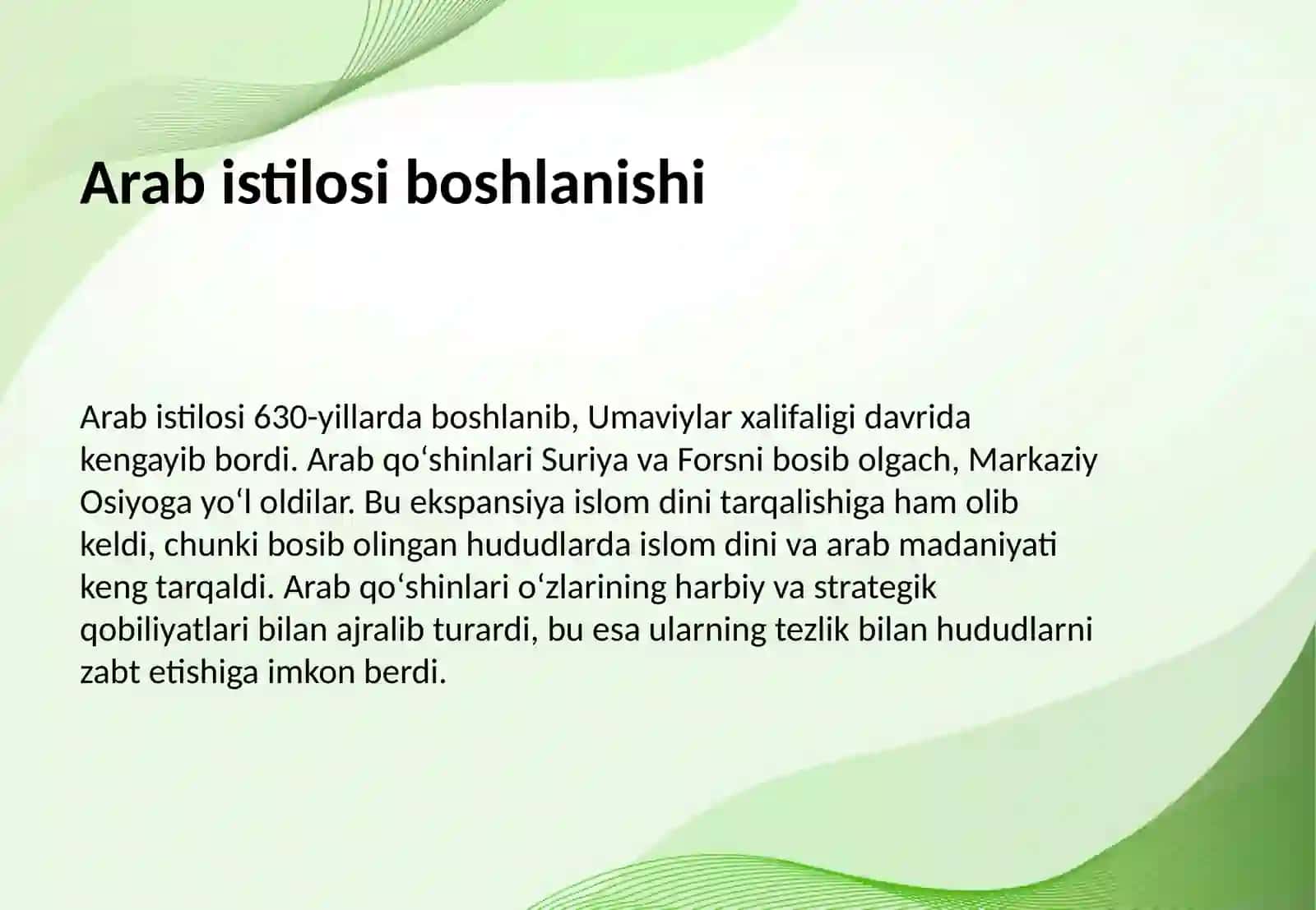 Arablarning oʻrta Osiyoni istilo qilish tarixiy geografik xaritasi 4