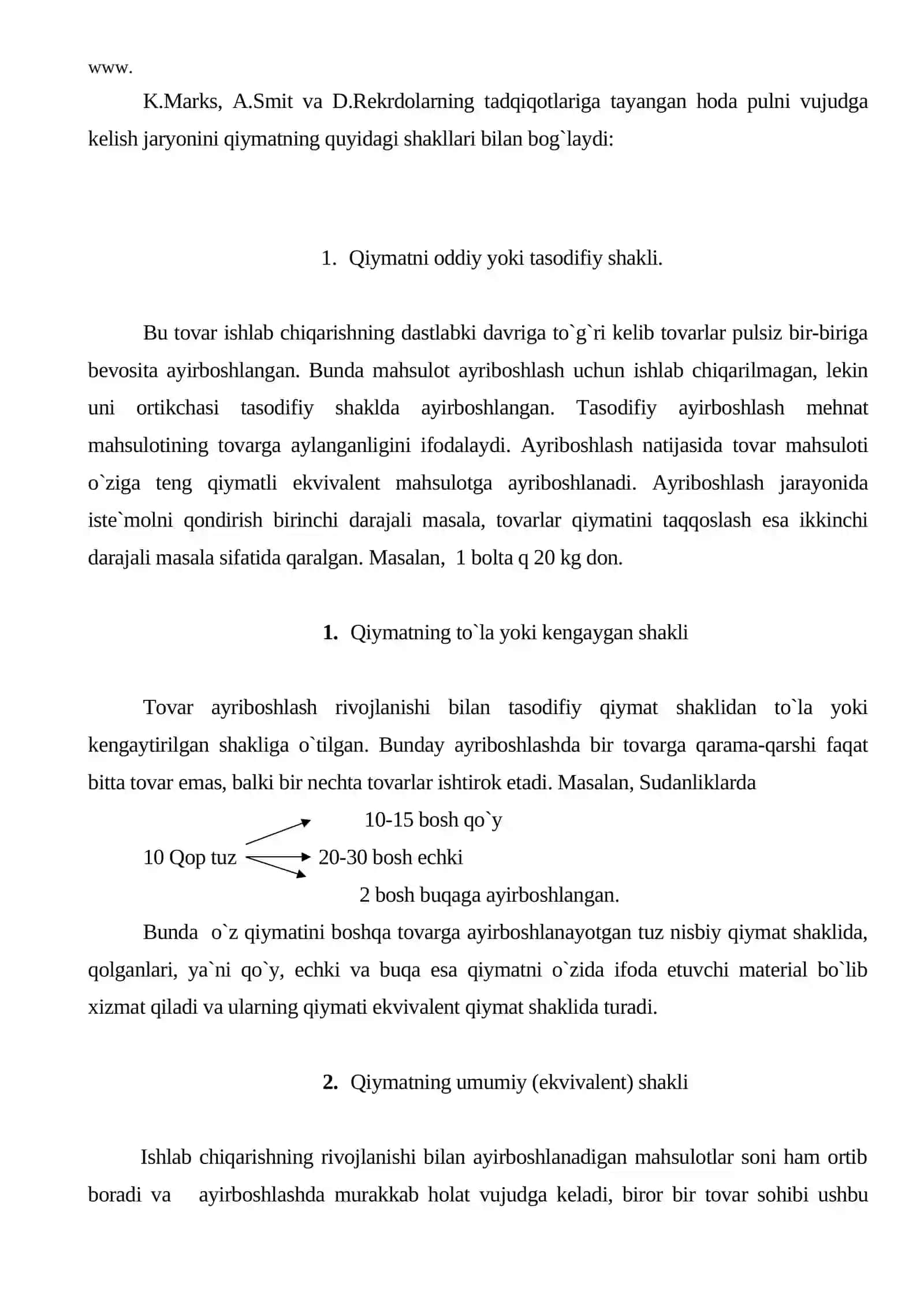 Tovar ishlab chiqarish va pulning zarurligi 4