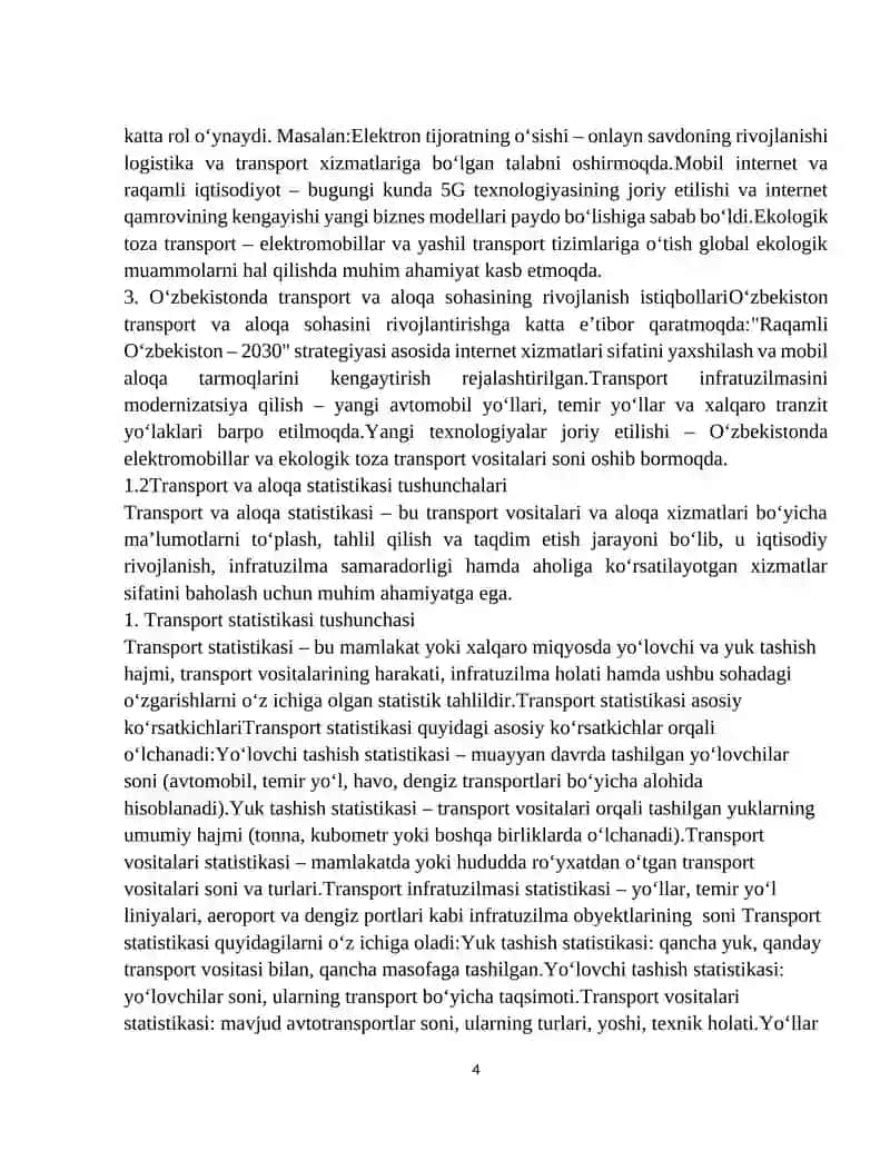 Transport va Aloqa Statistikasi 4