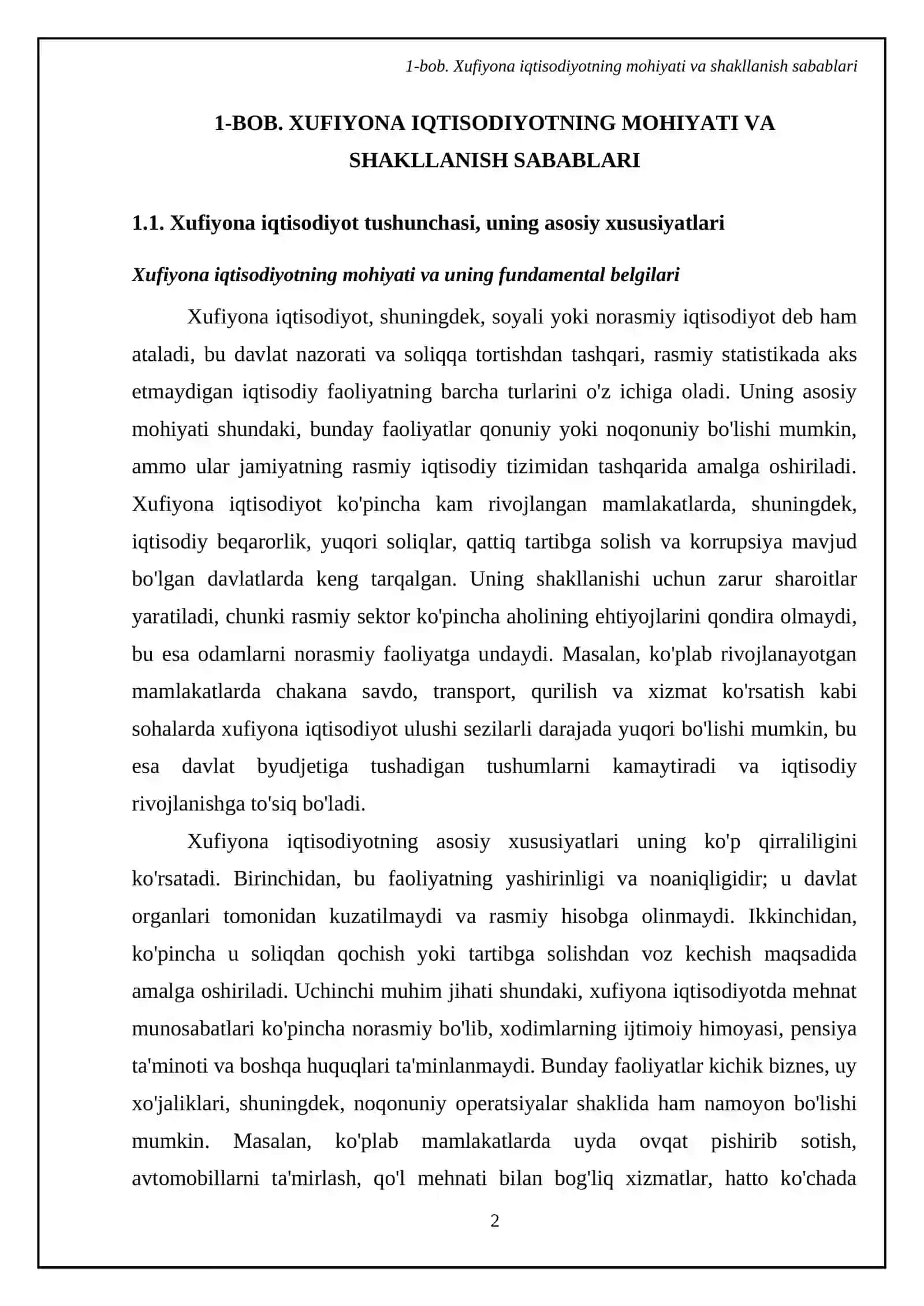Xufiyona iqtisodiyotning kelib chiqish sabablari va maqsadlari, amal qilish sohalari 4