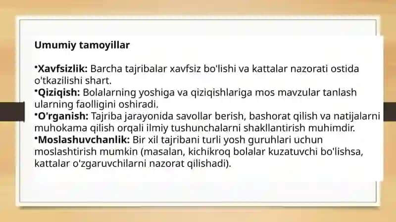 Turli yosh guruhlarda oddiy tajribalarni tashkil etish 4
