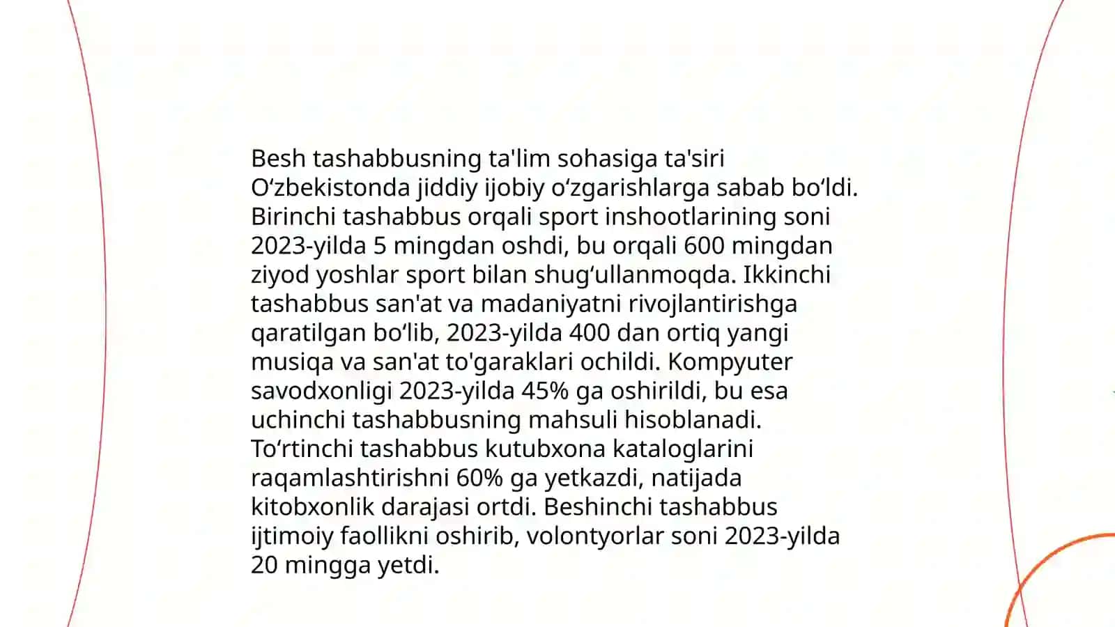 O'zbekiston Respublikasi yetakchiligida besh tashabbus dasturi 4