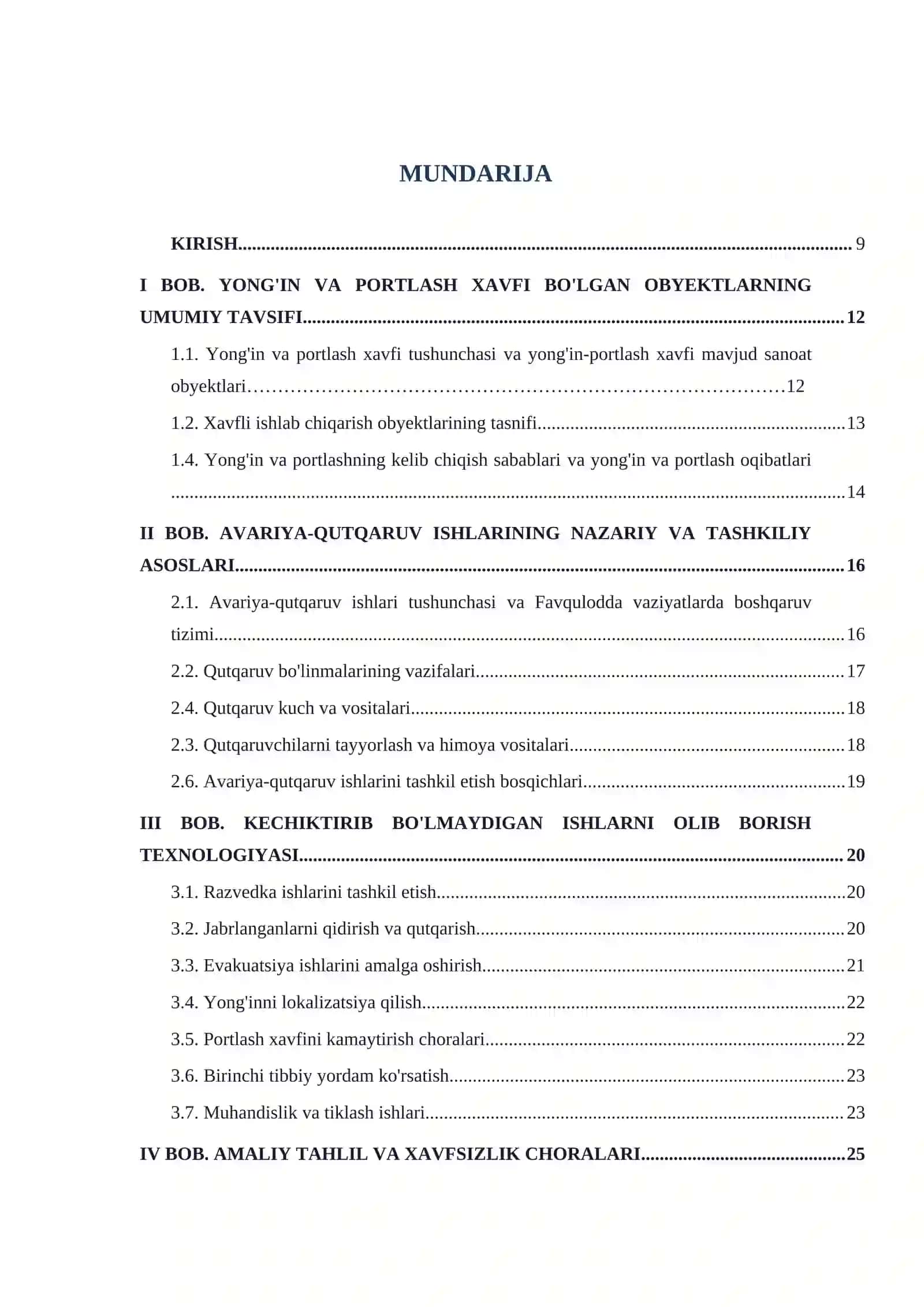 Yong'in va portlash xavfi bo'lgan obyektlarda avariya-qutqaruv va kechiktirib bo'lmaydigan ishlarni olib borish 4