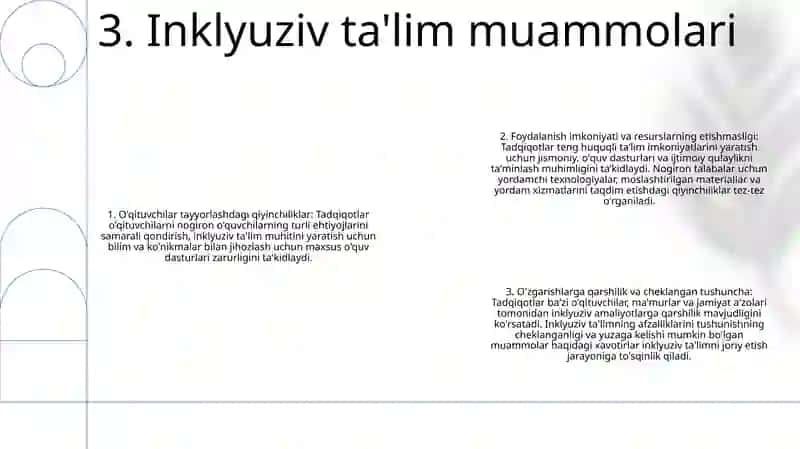 Turli Yo'Nalishlardagi Ilmiy Tadqiqotlarda Inklyuziv Ta’Lim Muammolarini O'Rganish 4