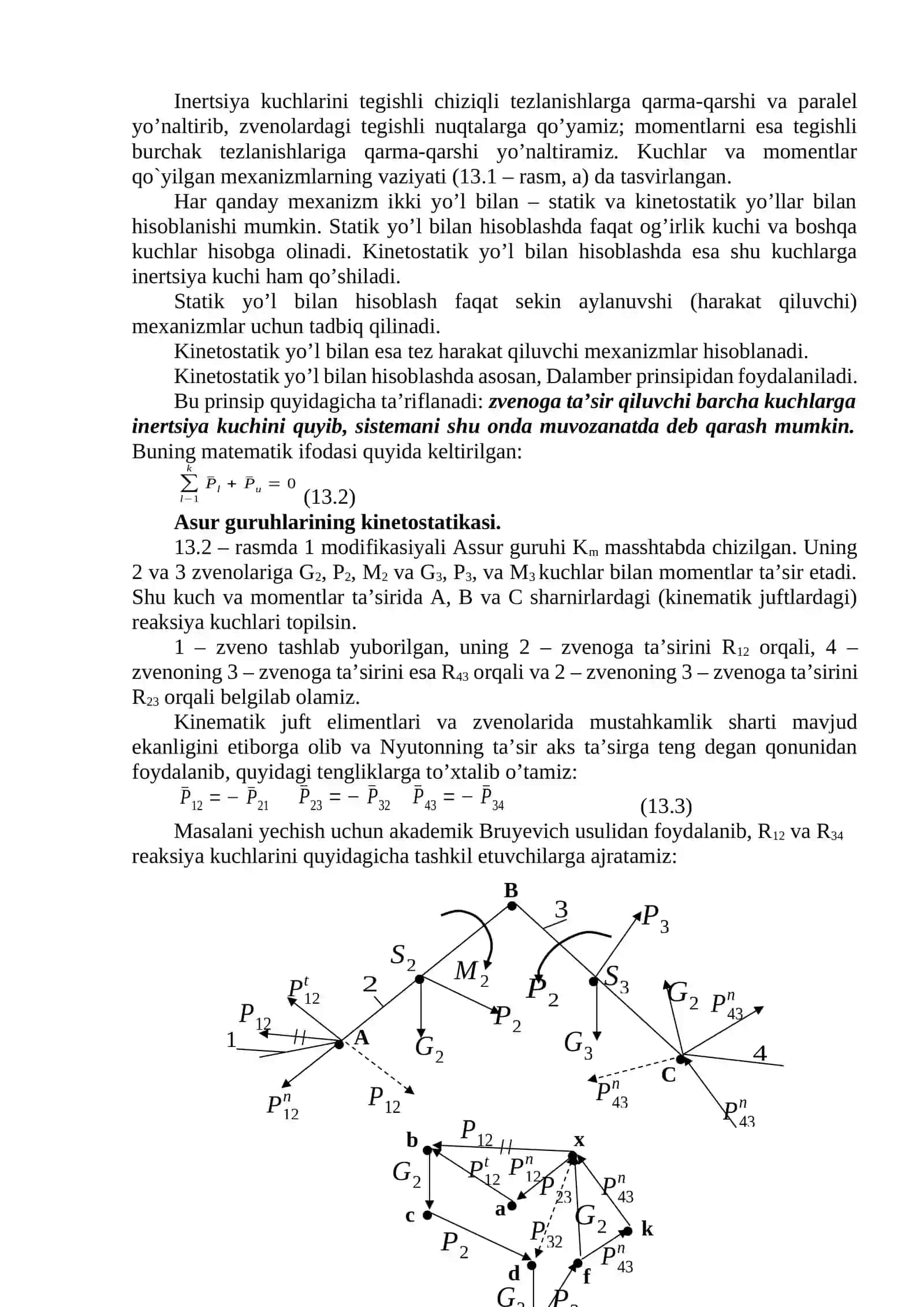 MEXANIZMLAR DINAMIKASI, KINETOSTATIKA 4