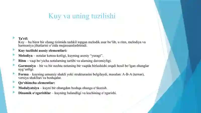 TRANSPOZITSIYA. KUY VA UNING TUZILISHI. MUSIQIY BEZAKLAR 2 4