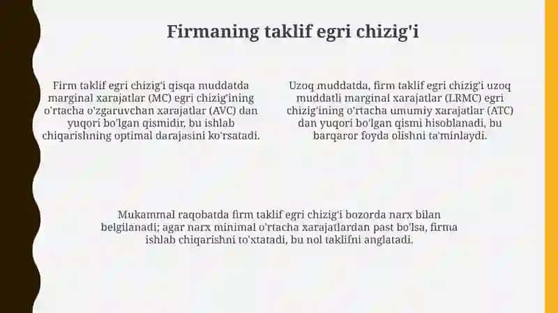 Mukammal raqobatlashgan bozorda qisqa va uzoq muddatli faoliyatning tahlili 4