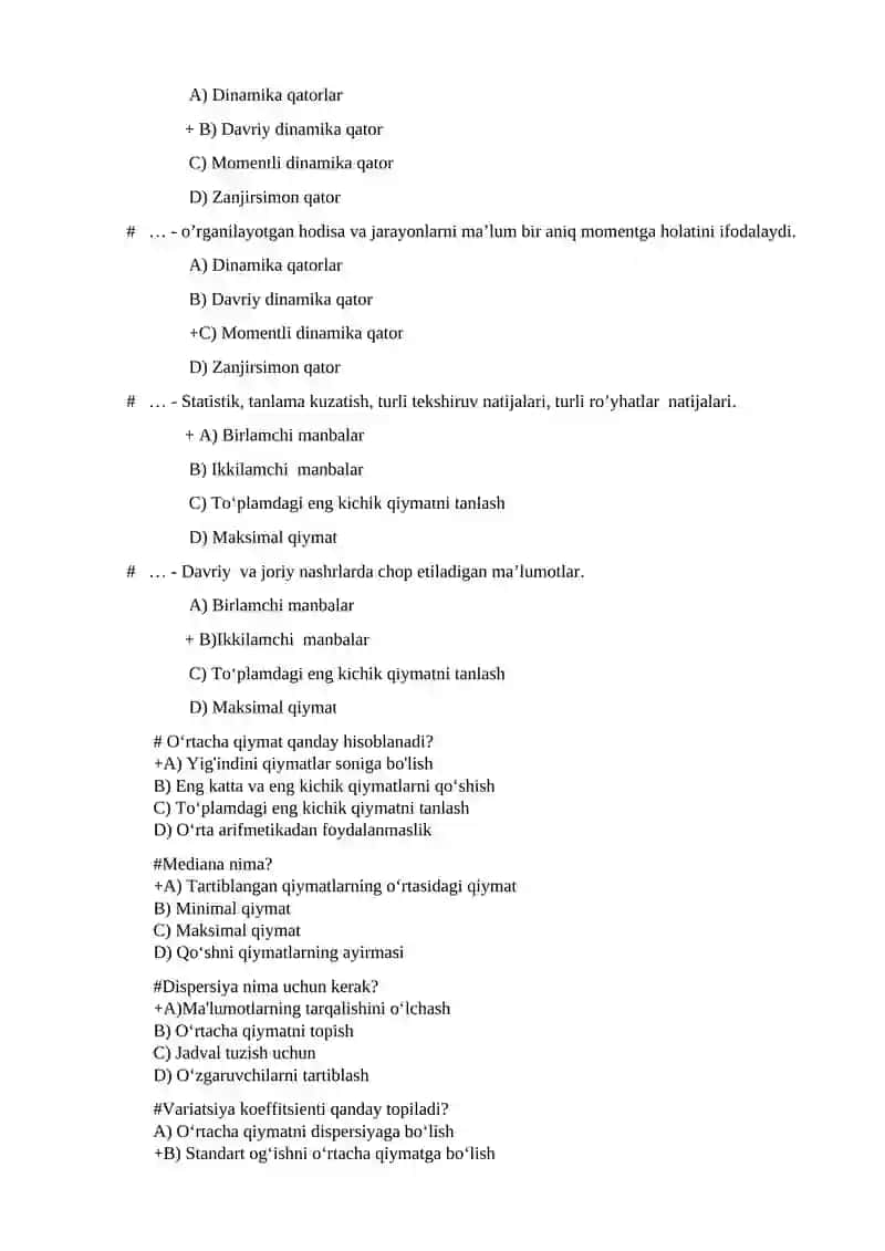 Statistika testlari 4