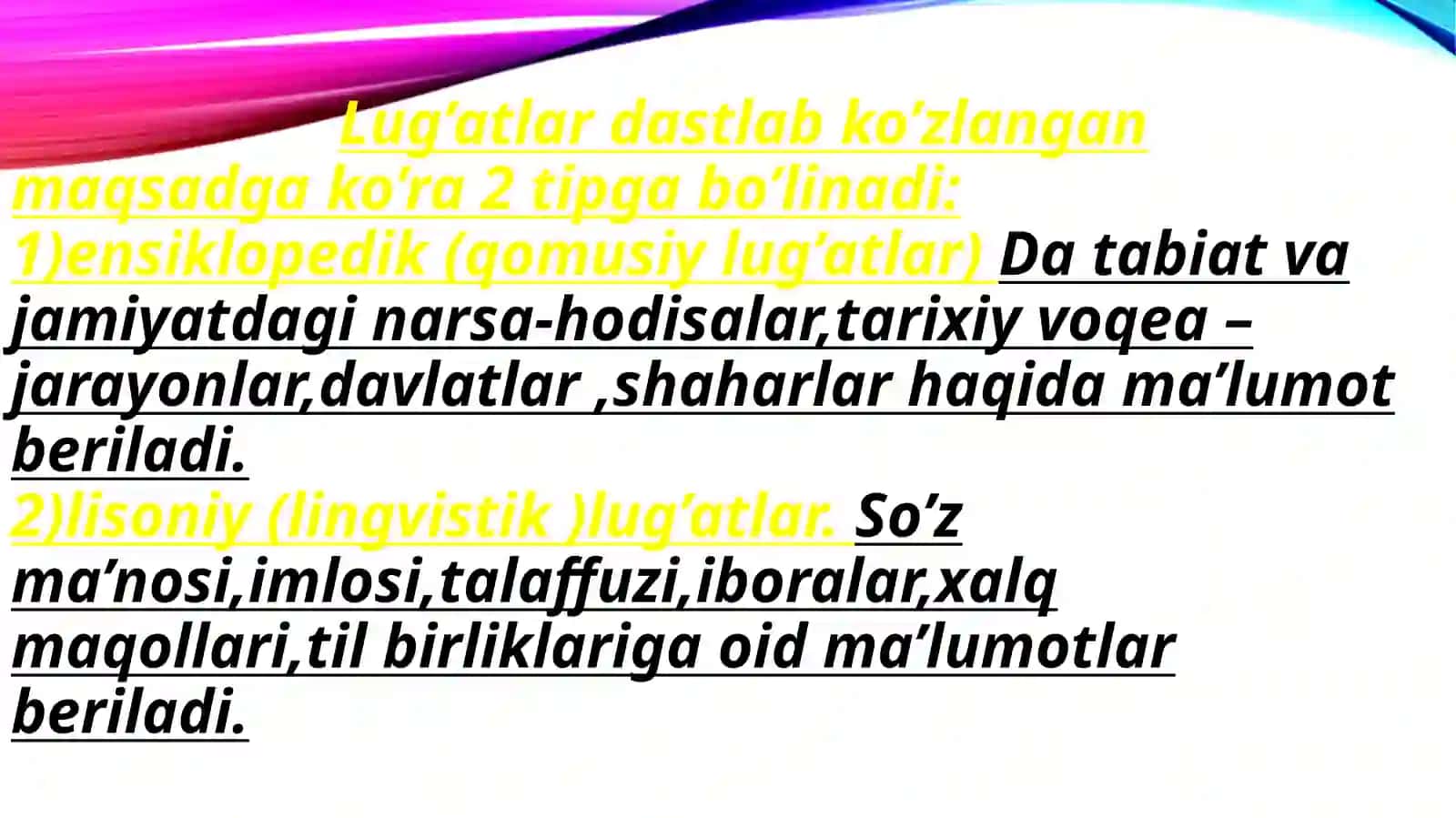 Leksikografiya. Lug'atlar va ularning turlari 4