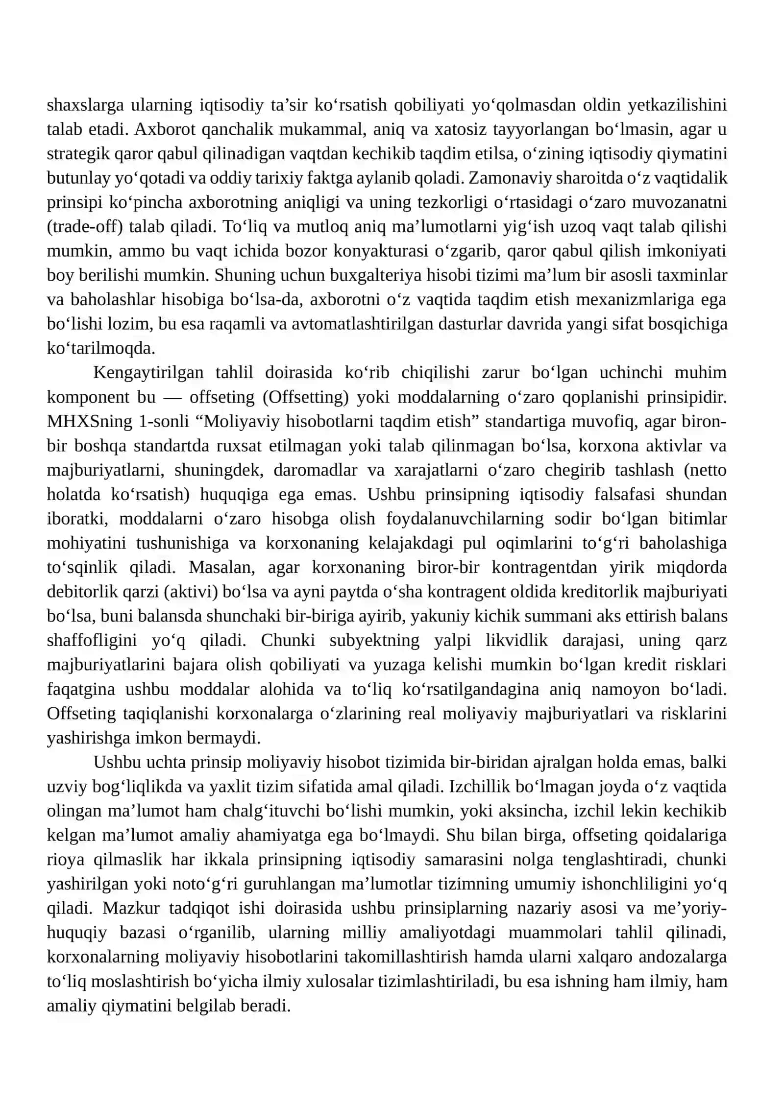 BOB. IZCHILLIK, O‘Z VAQTIDALIK VA OFFSETING PRINSIPLARI 4