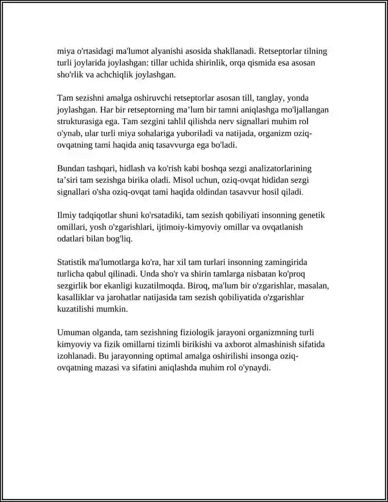TAM SEZISH VA VISSERAL ANALIZATORLARINING FUNKSIONAL OʻZARO BOGʻLIQLIGI 4