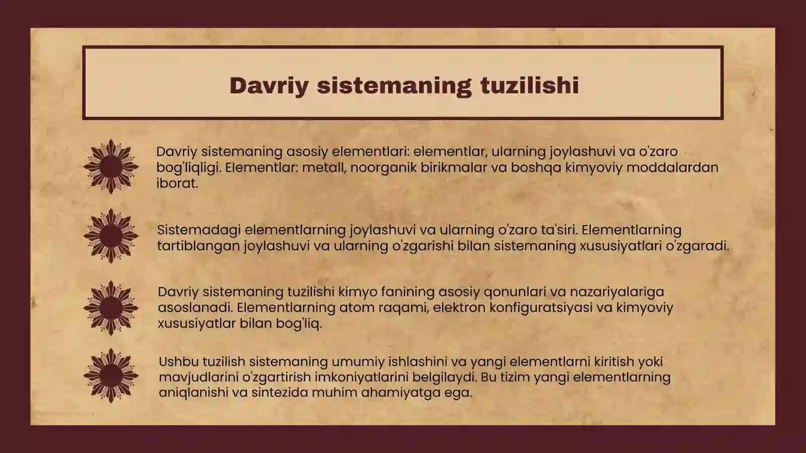 Kimyo Davriy sistemaning shakillanishi 4