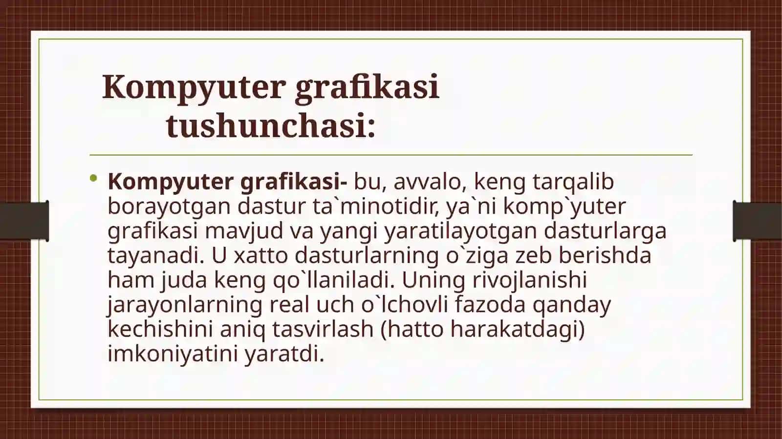 Kompyuter grafikasi, turlari va imkoniyatlari 4